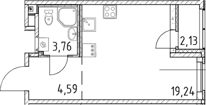 Квартира студия 27.59 м², 15/17 эт., ЖК «Город Первых»